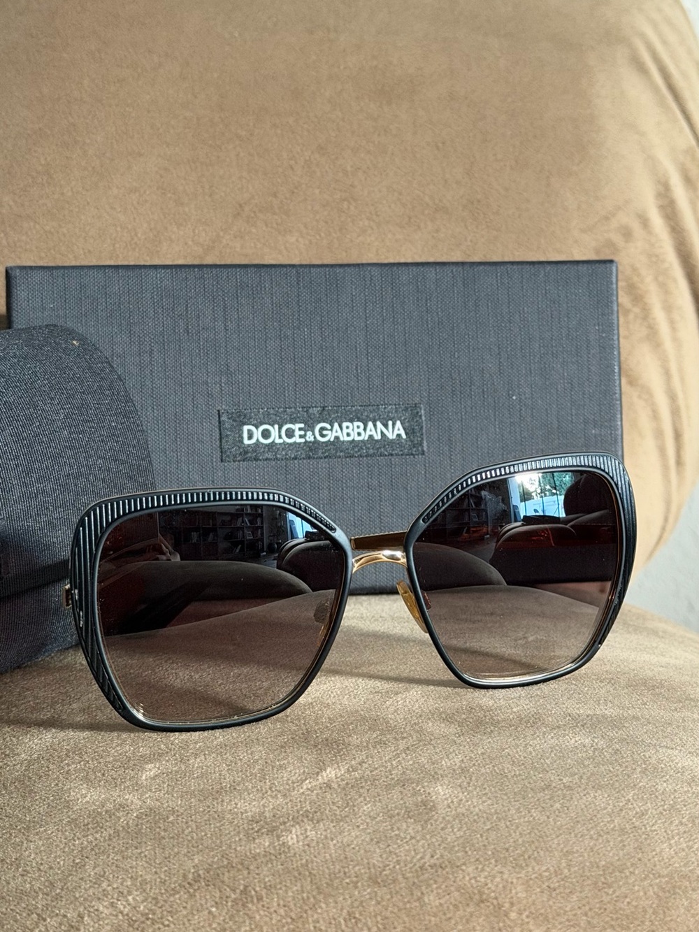Dolce & Gabbana Black Oversized Square Women's Sunglasses